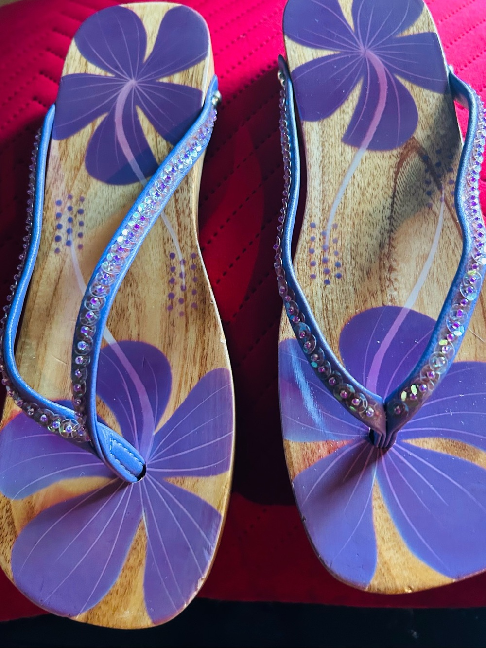 Purple Floral Rhinestone Women's Sandals
